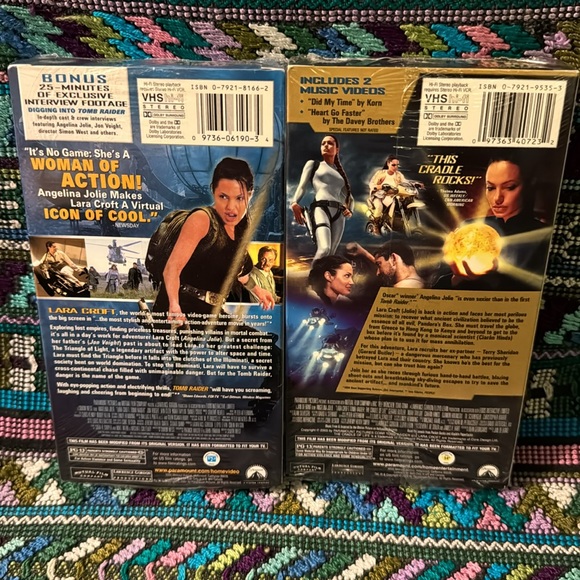 📼 TOMB RAIDER on VHS two video tapes one of them unopened the other used/newish - Picture 2 of 9
